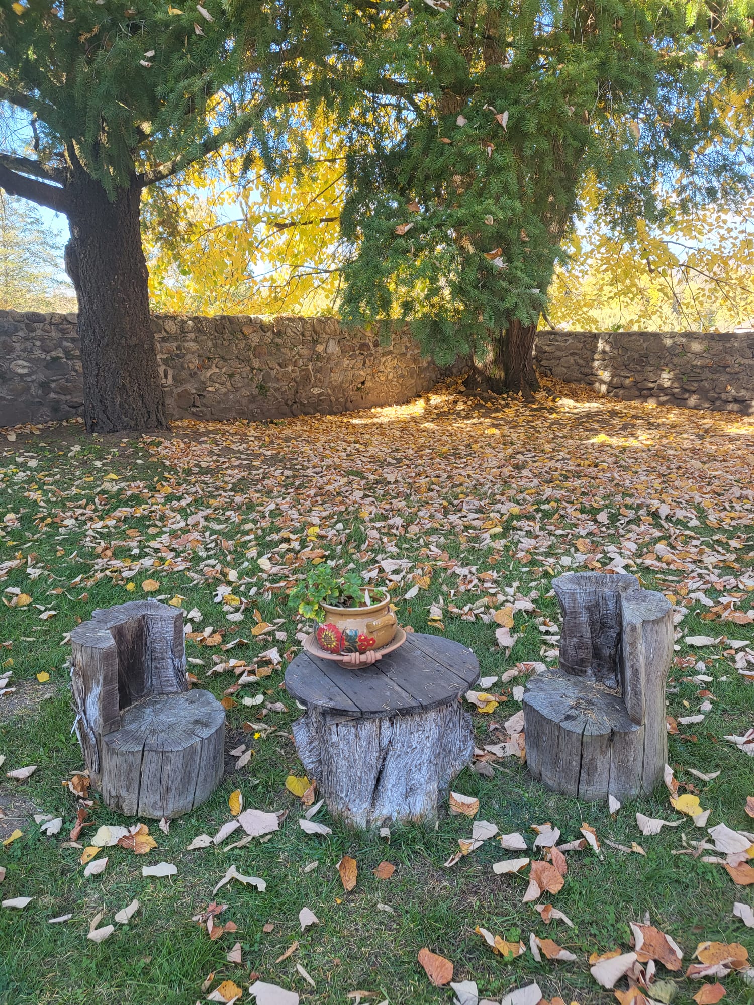 Seats outside a retreat